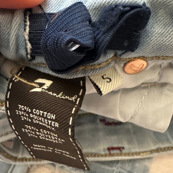 7FAMK Ankle Skinny Jeans sz 5 adjustable waist tabs light wash jeans - Picture 5 of 10